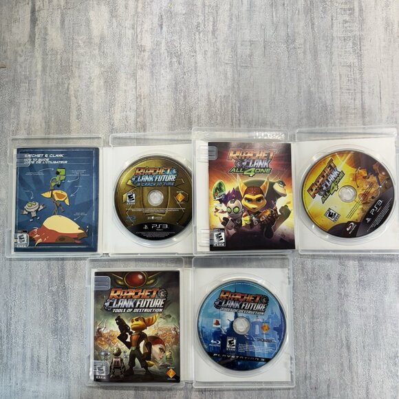Ratchet & Clank PS3 Lot All 4 One Tools of Destruction Crack In Time CIB VGC - Picture 5 of 12